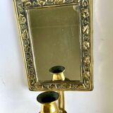 Vintage  Brass Wall mirrored Candle Sconce