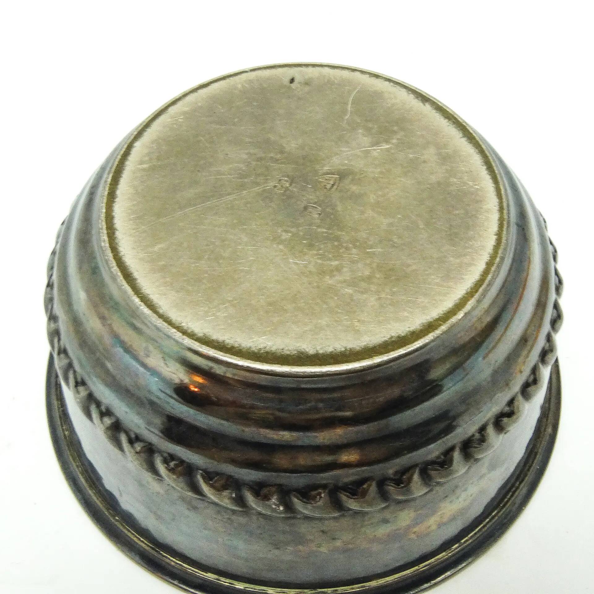 Neoclassical sugar bowl, glass, silver-plated brass, Denmark, 1930s
