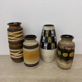 Set of 4 ceramic scheurich west Germany vases , 1970s