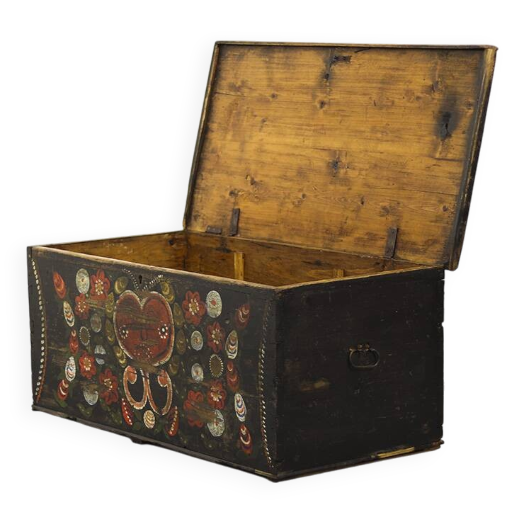 Coffre de mariée peint en art populaire