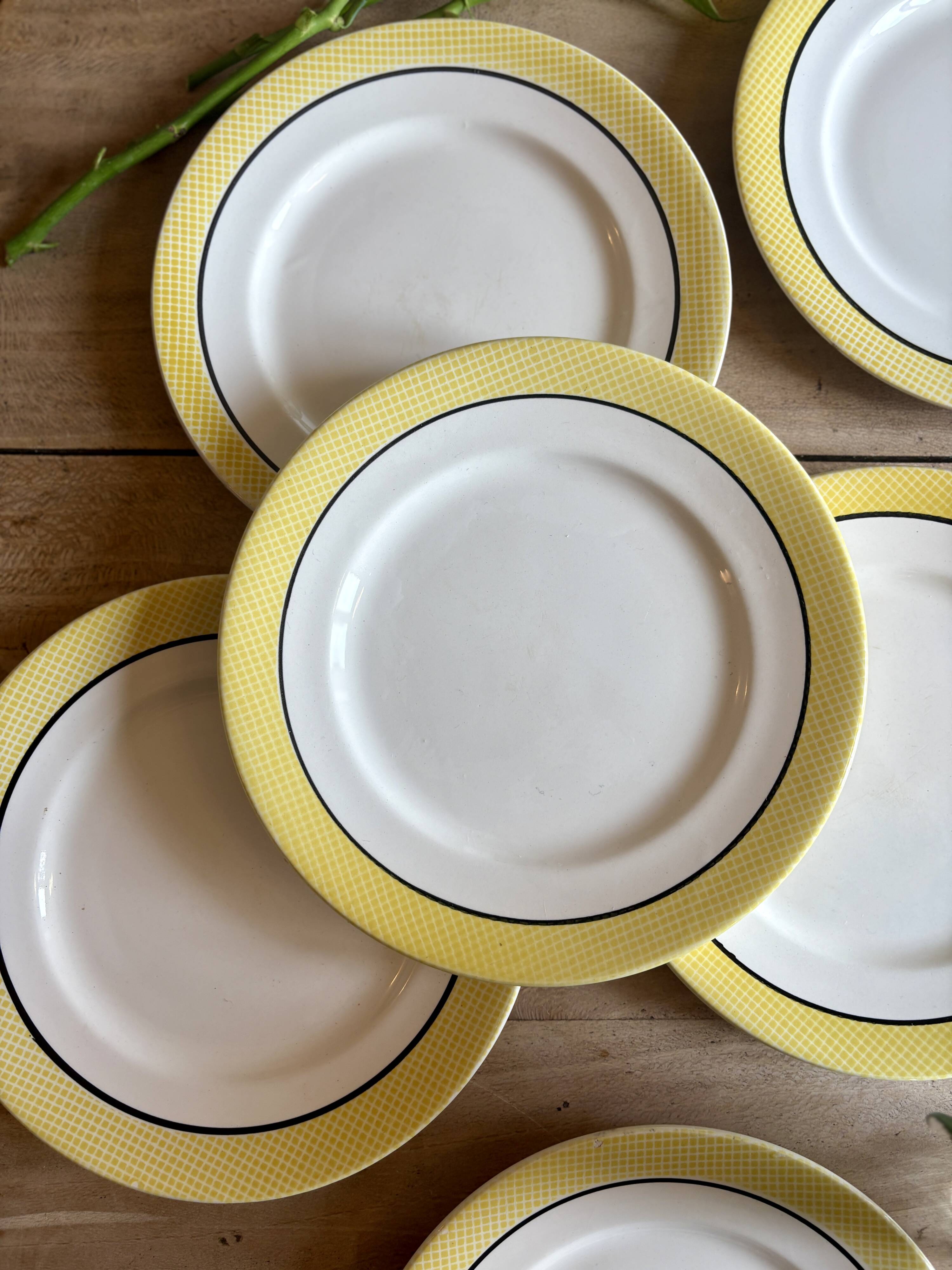 Set of 6 vintage dessert plates, Menton model by Salins