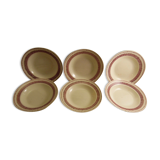 Service of 6 hollow plates in Faince of Badonviller decoration of red bevels