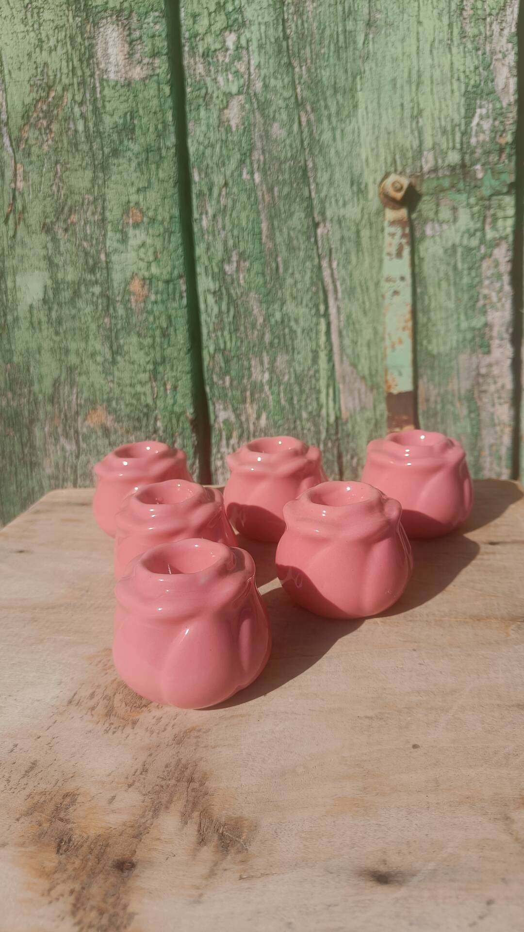 Rose button candle holders set of 6