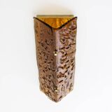 Paire d'appliques en verre de Murano ambré et laiton