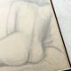 Large original drawing of a female nude, pencil on paper under glass signed XX.