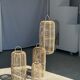 Large lantern-shaped rattan pendant lamp H50 D24