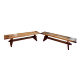 Pair of wooden benches 25x95 cm