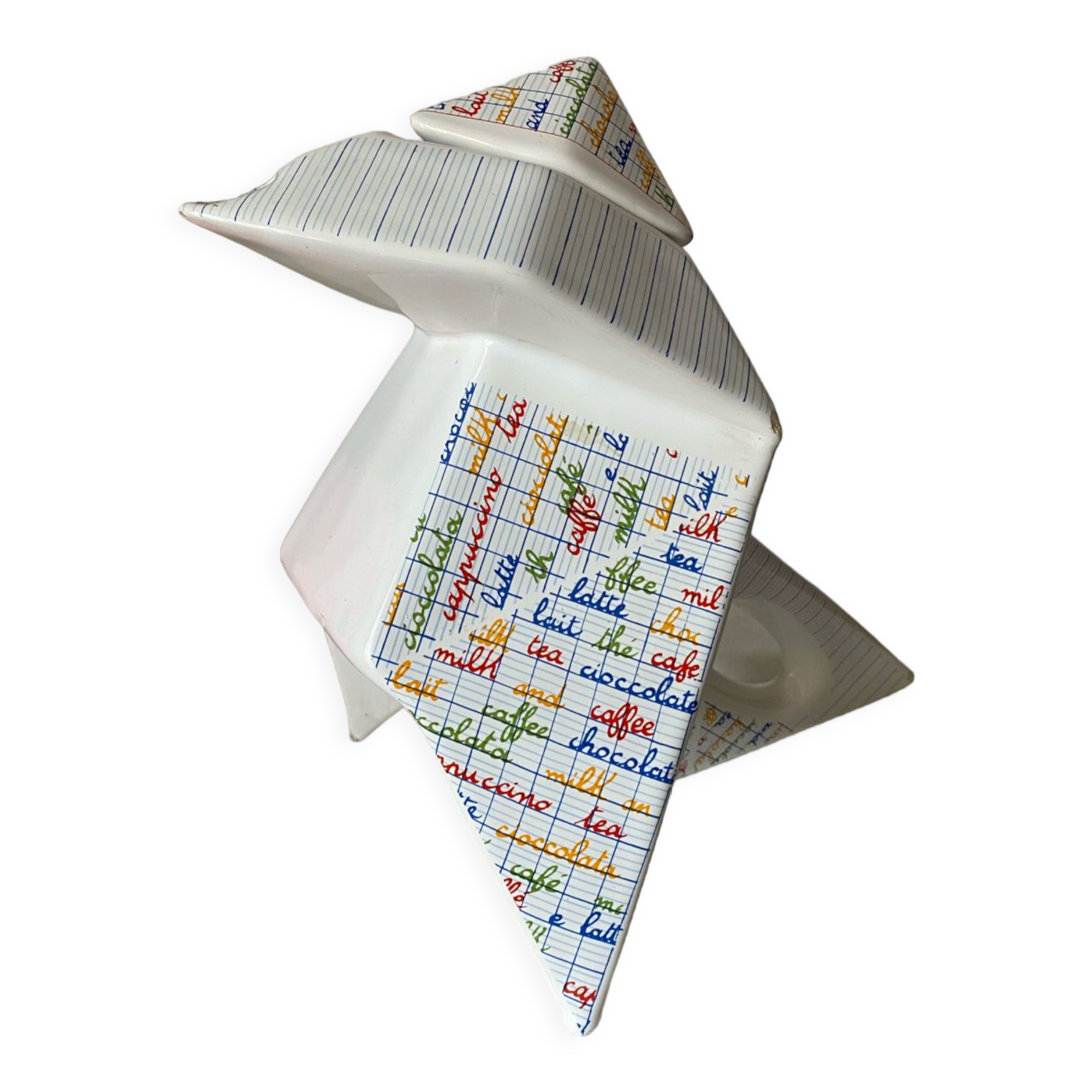 Teapot origami shape ceramic vintage 80's