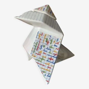 Teapot origami shape ceramic vintage 80's