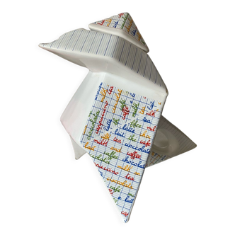 Teapot origami shape ceramic vintage 80's