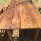 Farmhouse dining table with assorted benches
