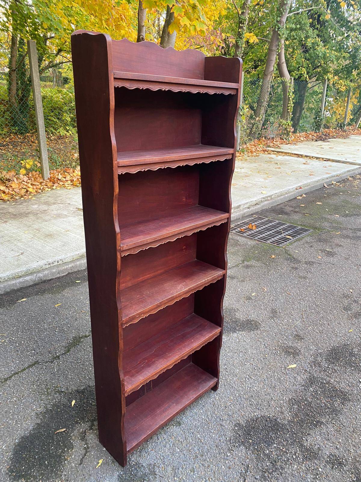Shallow Scandinavian wooden shelf from the 1960s
