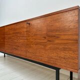 1960s Large Vintage Minimalistic Teak Sideboard with Metal Legs