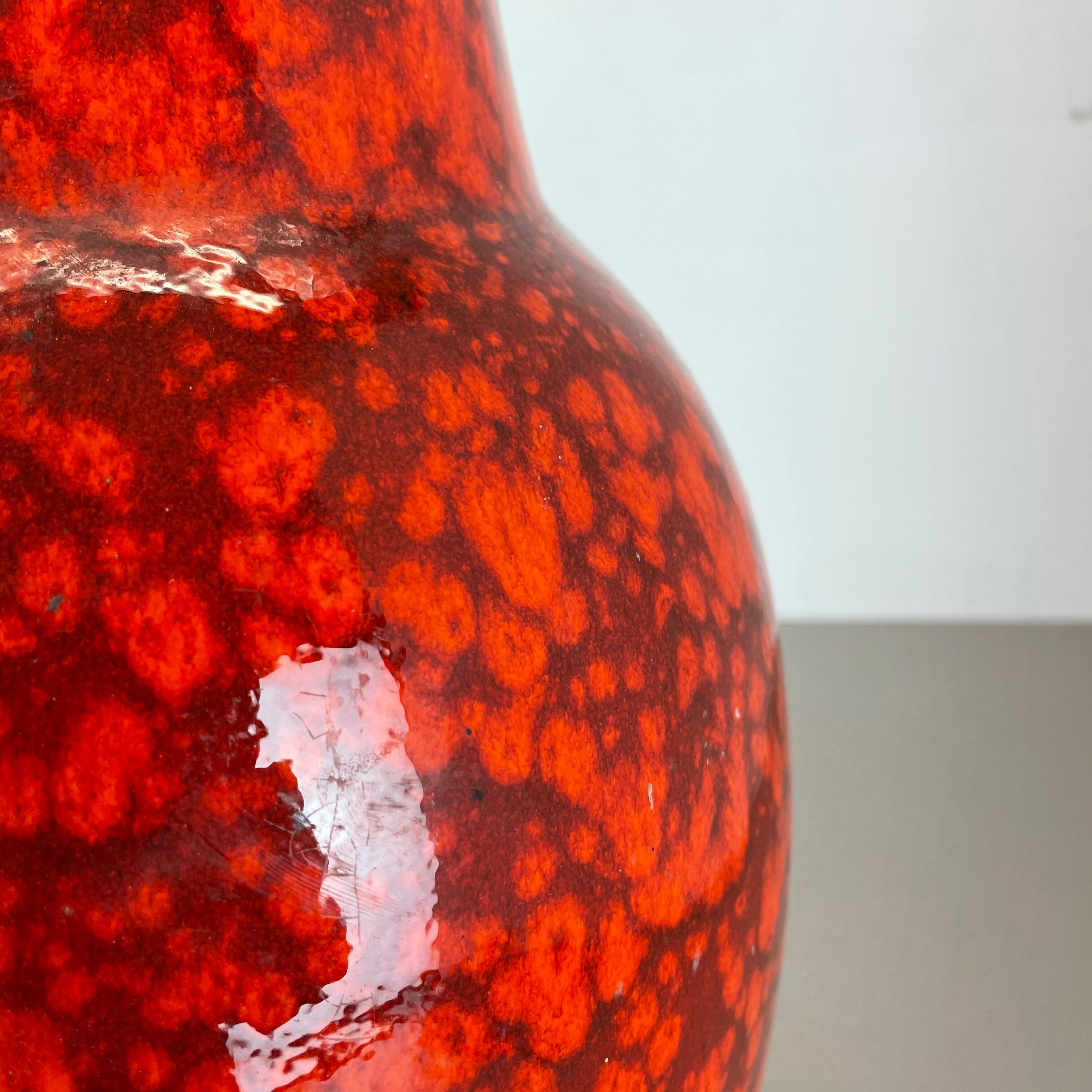 Pottery fat lava multi-color red black floor vase made by scheurich, 1970s