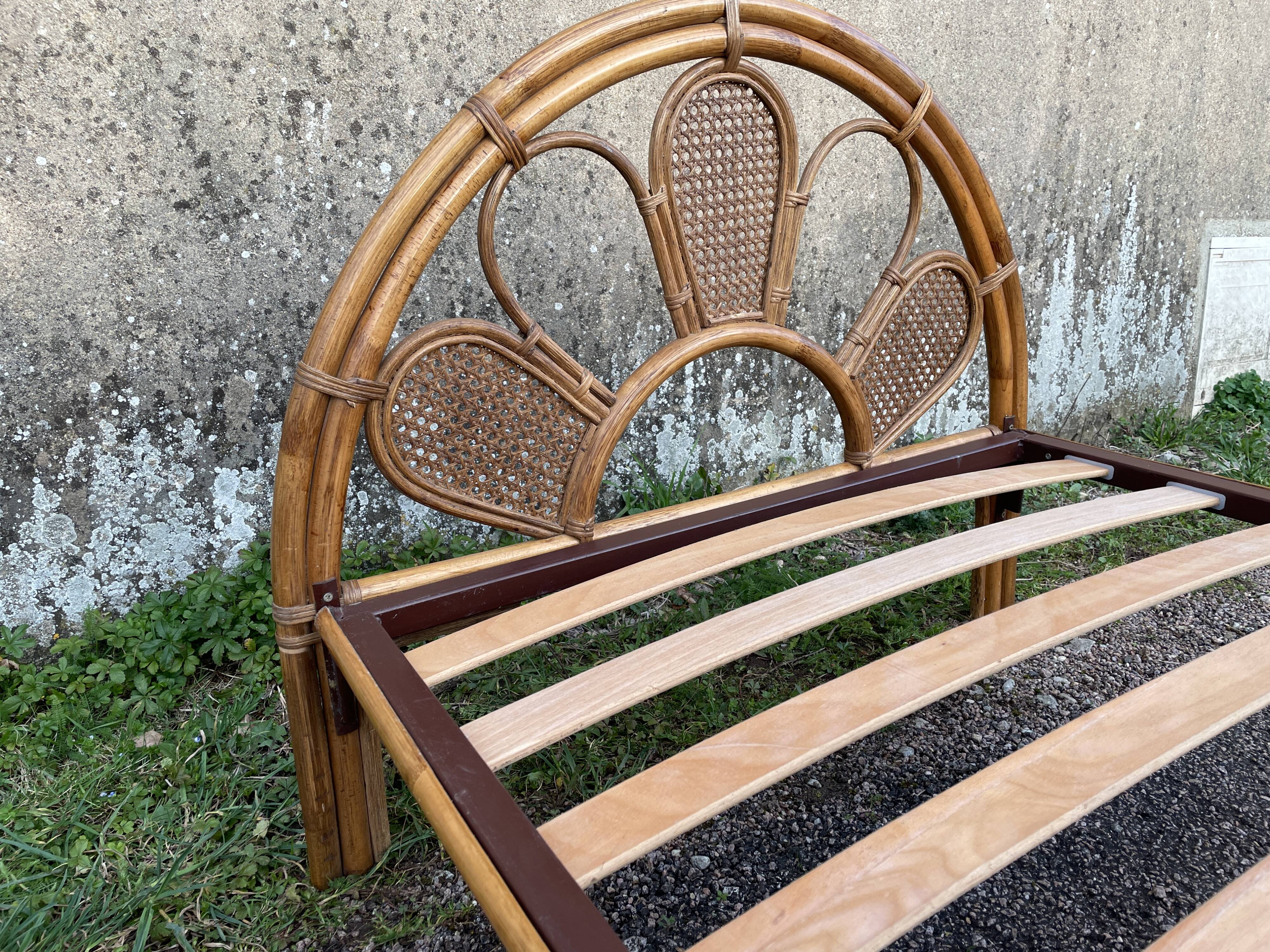 Single rattan and peacock cane bed