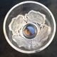 Lalique collection small vase crystal pattern art nouveau chene leaves