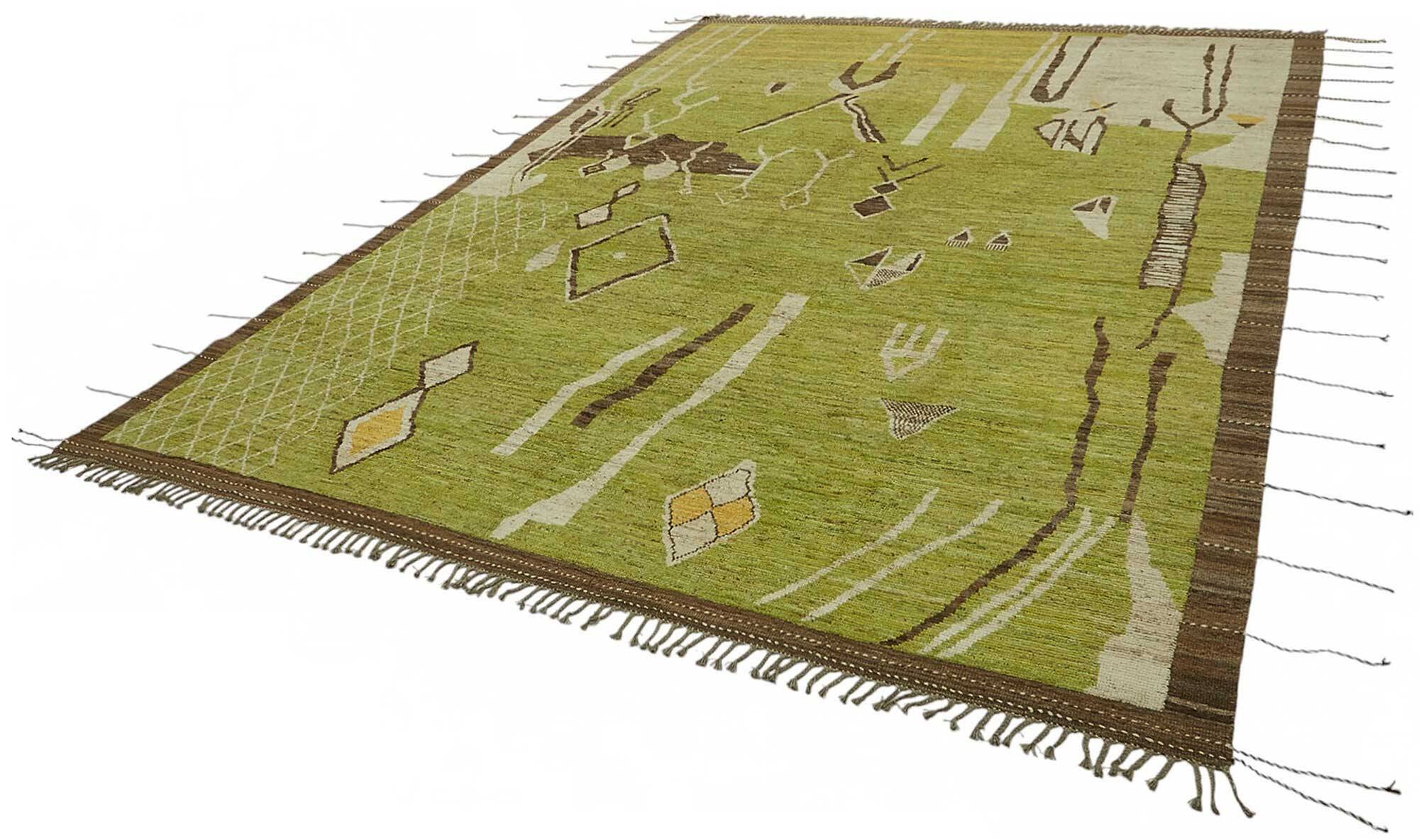 Handmade Tribal Decorative 309 cm x 430 cm Green Wool Carpet