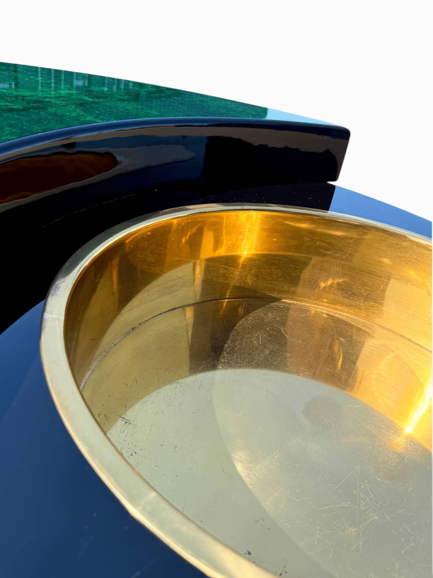 Rotating coffee table Yin Yang by Willy Rizzo, brass, 1970s