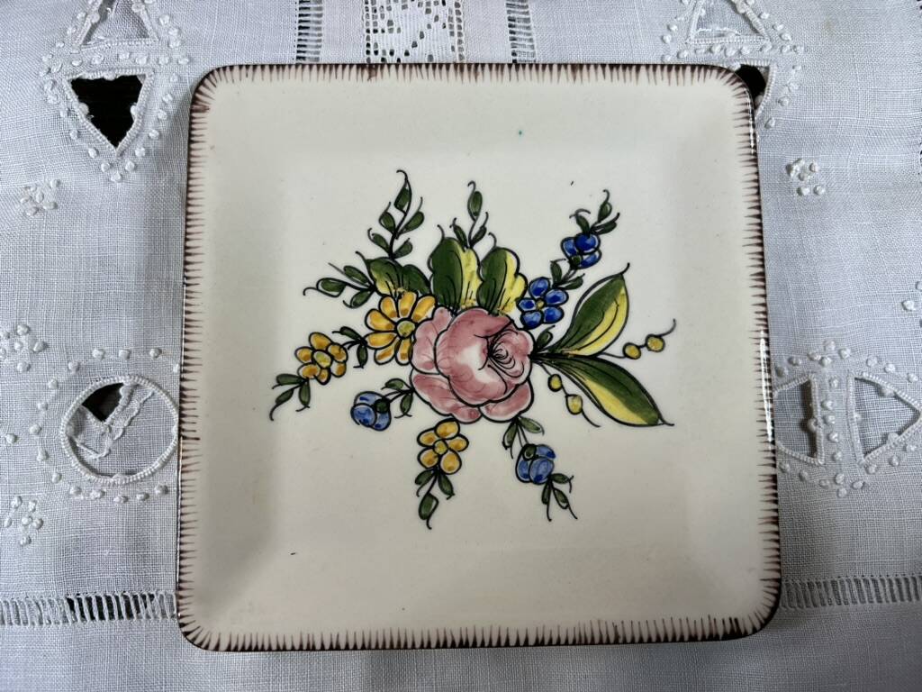 10 Square Dessert Plates by Emile Tessier, Malicorne