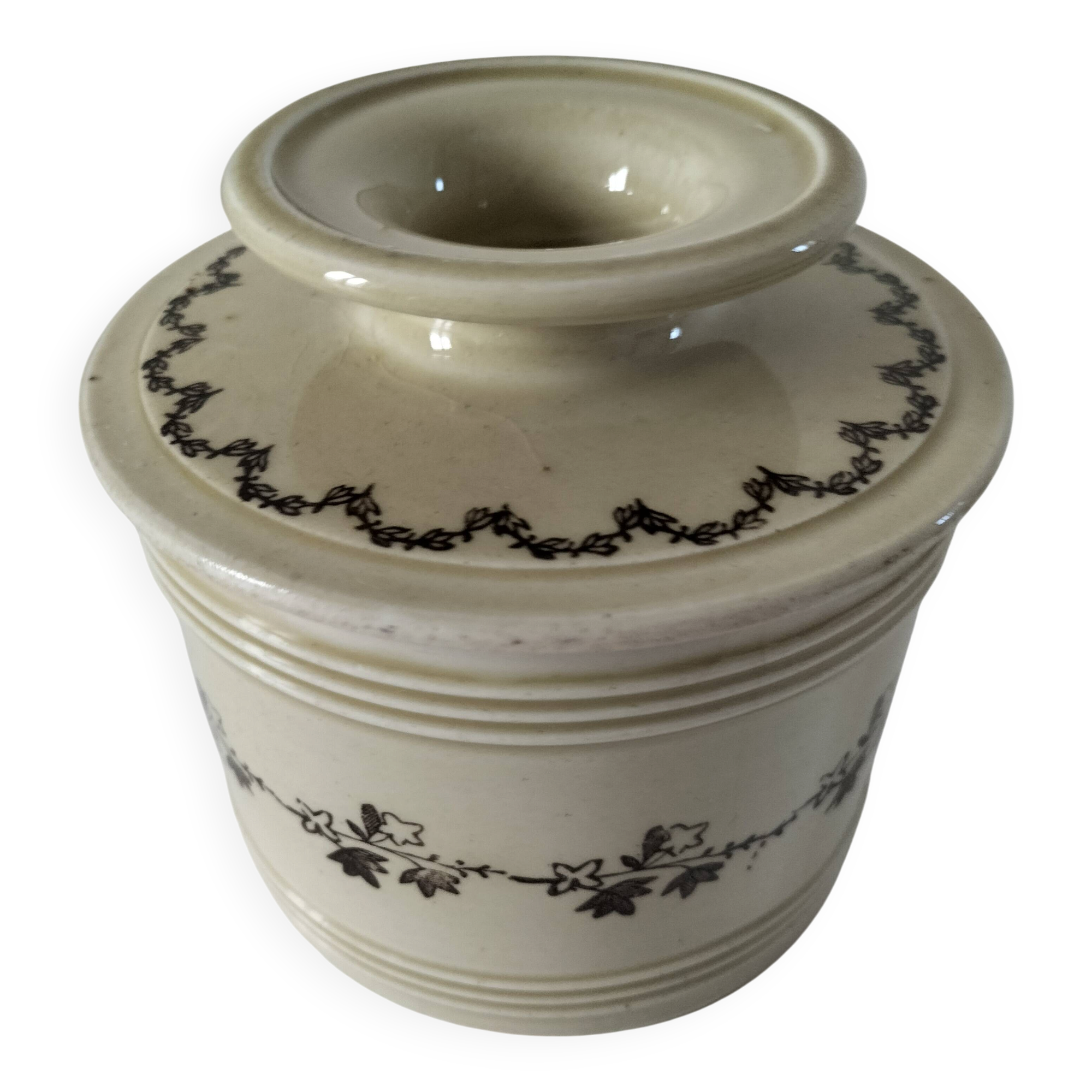 Beurrier à eau Saint-Uze Revol, décor lierre, modèle n°312, avant 1911