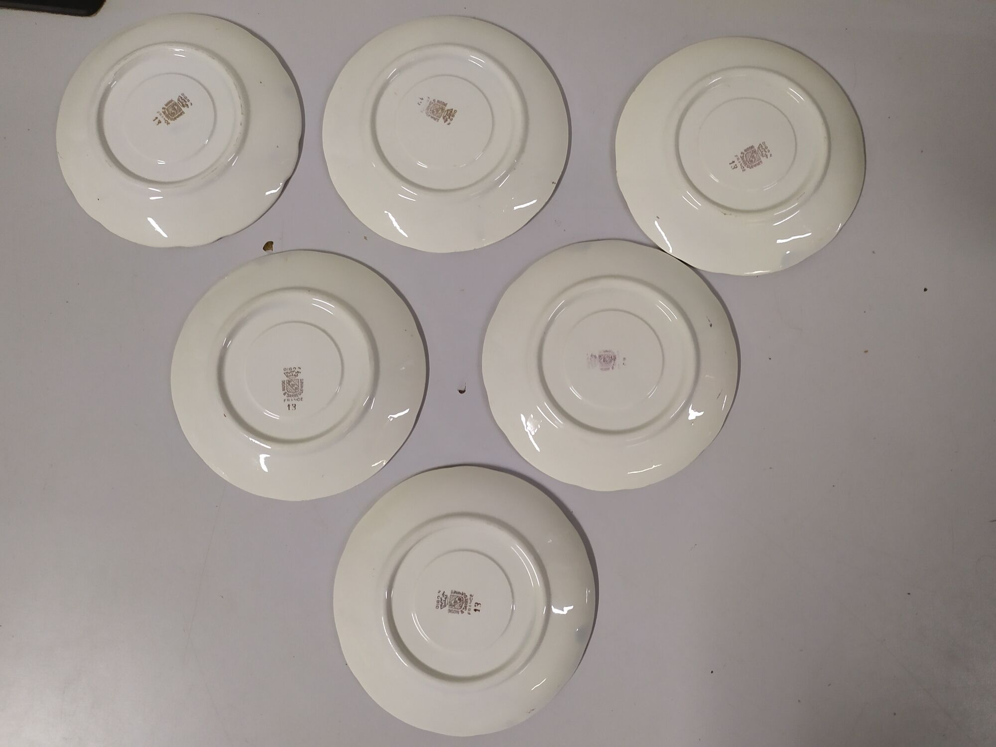 Lot de 6 sous tasse Sarreguemines digoin liseré doré fleurs rose