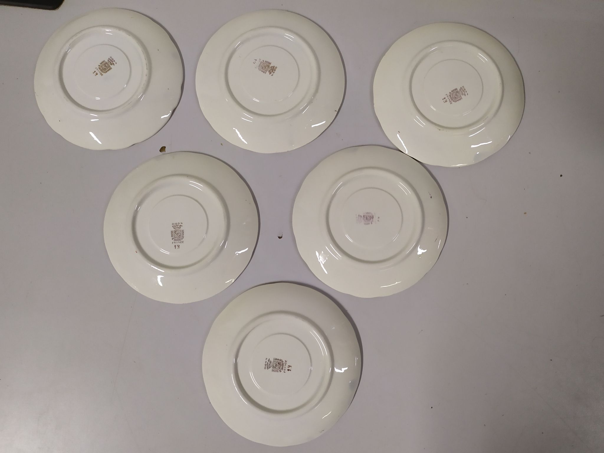 Lot of 6 saucers Sarreguemines digoin eded golden pink flowers