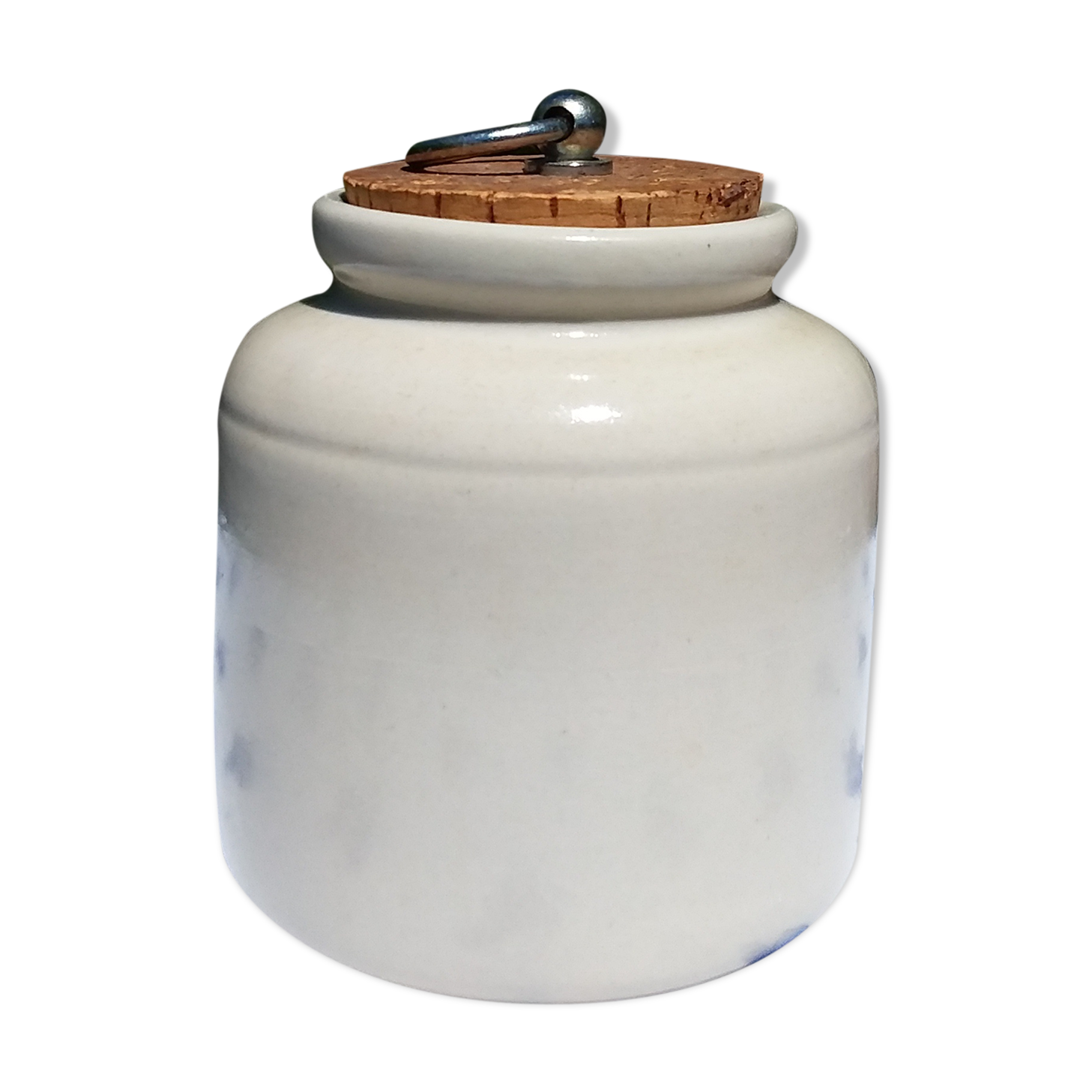 Sandstone pot enamelled beige sand and its cork in croated cork