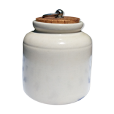 Sandstone pot enamelled beige sand and its cork in croated cork