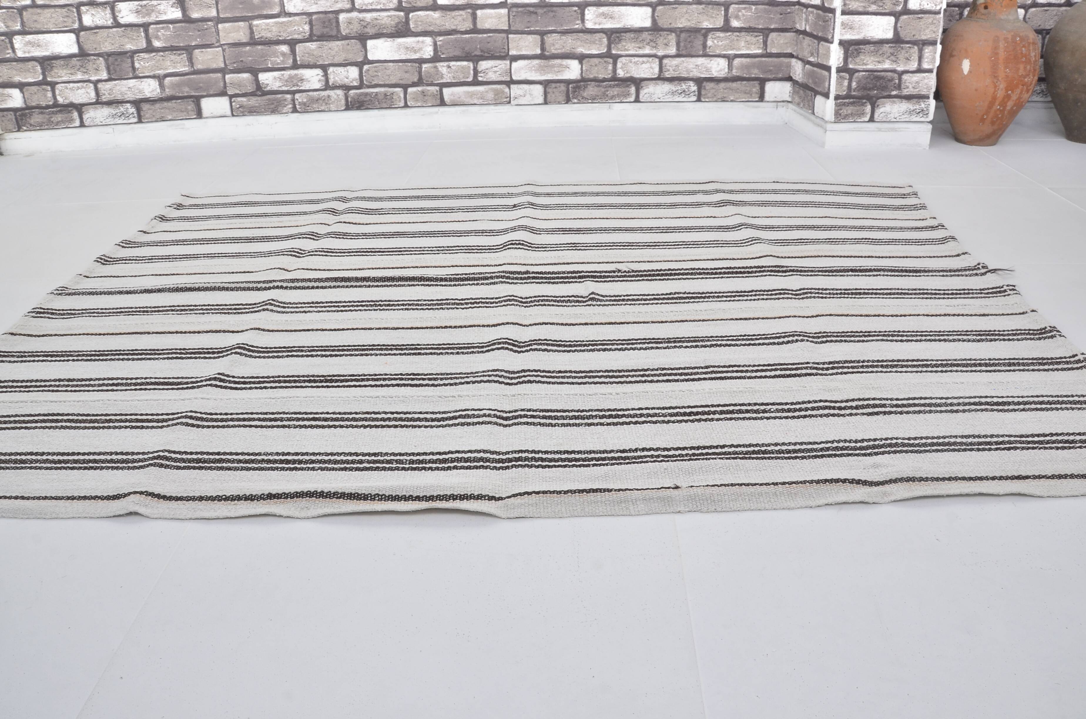 Vintage Anatolian Striped Hemp Kilim Rug, Reference 3665