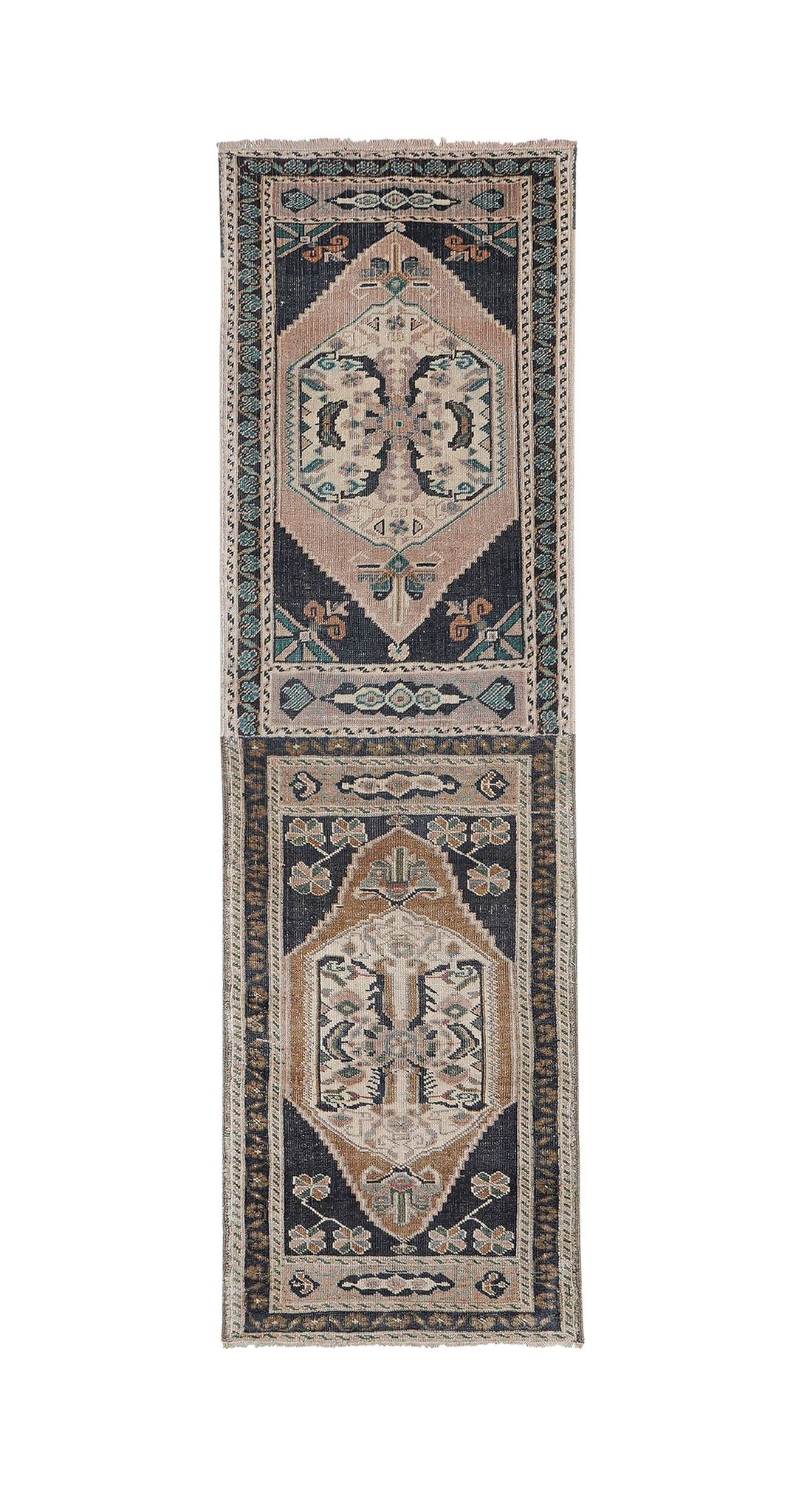 Tapis vintage turc de oushak tissé à la main 59x200 cm