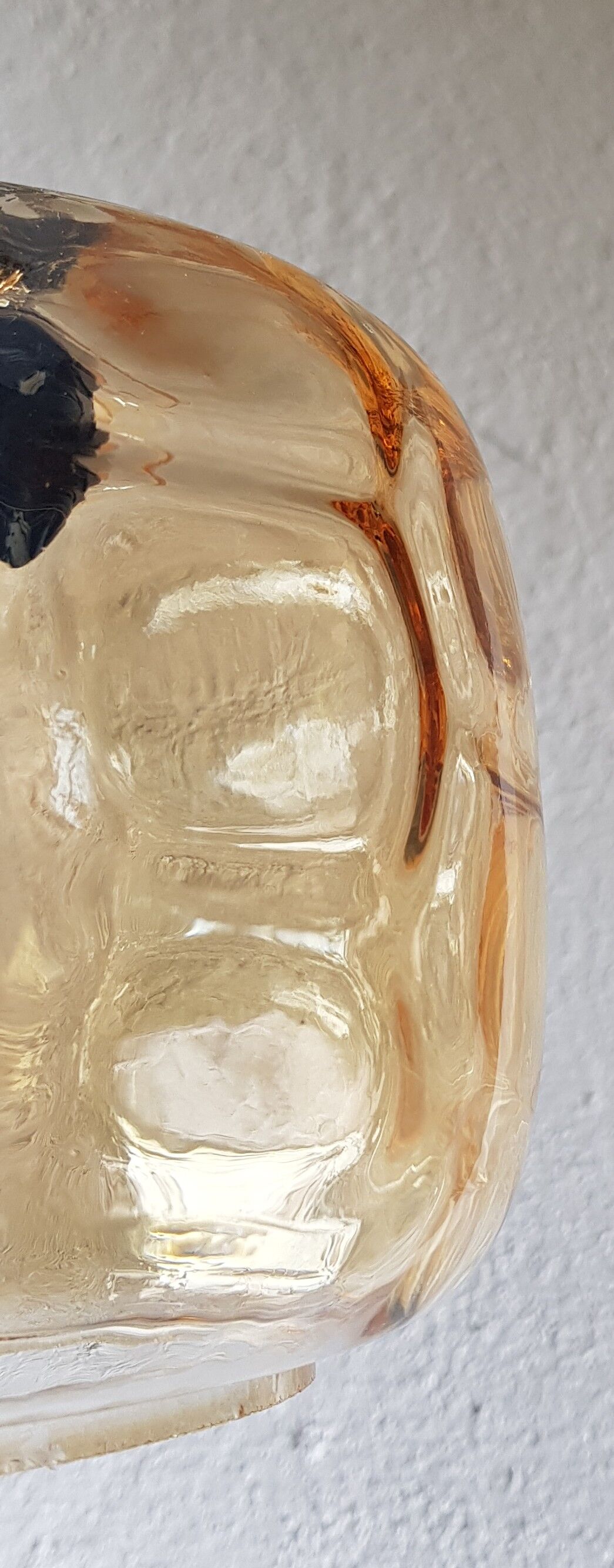 70's amber glass hanging lamp