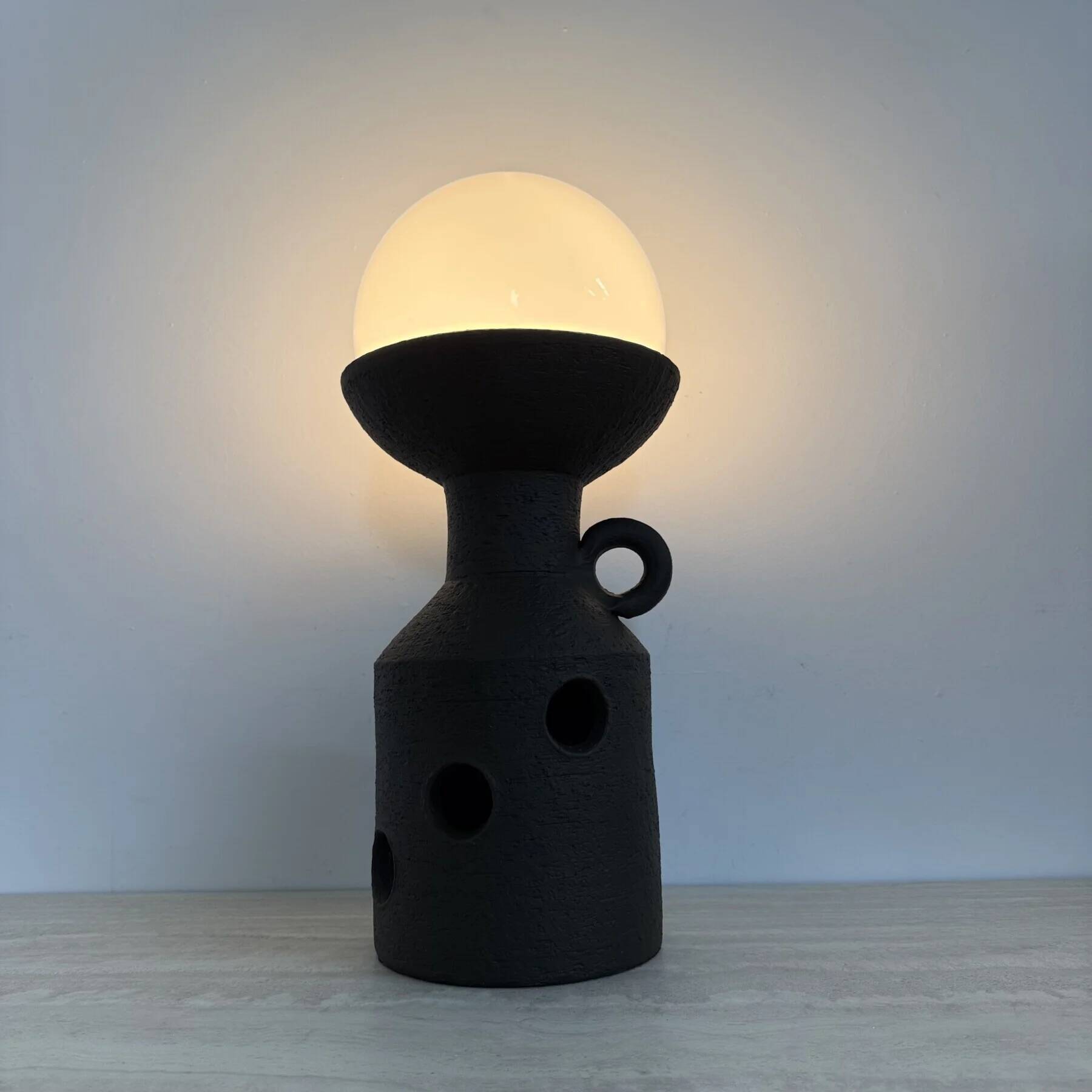 Large Doria Leuchten ceramic table lamp / floor lamp, 1970s