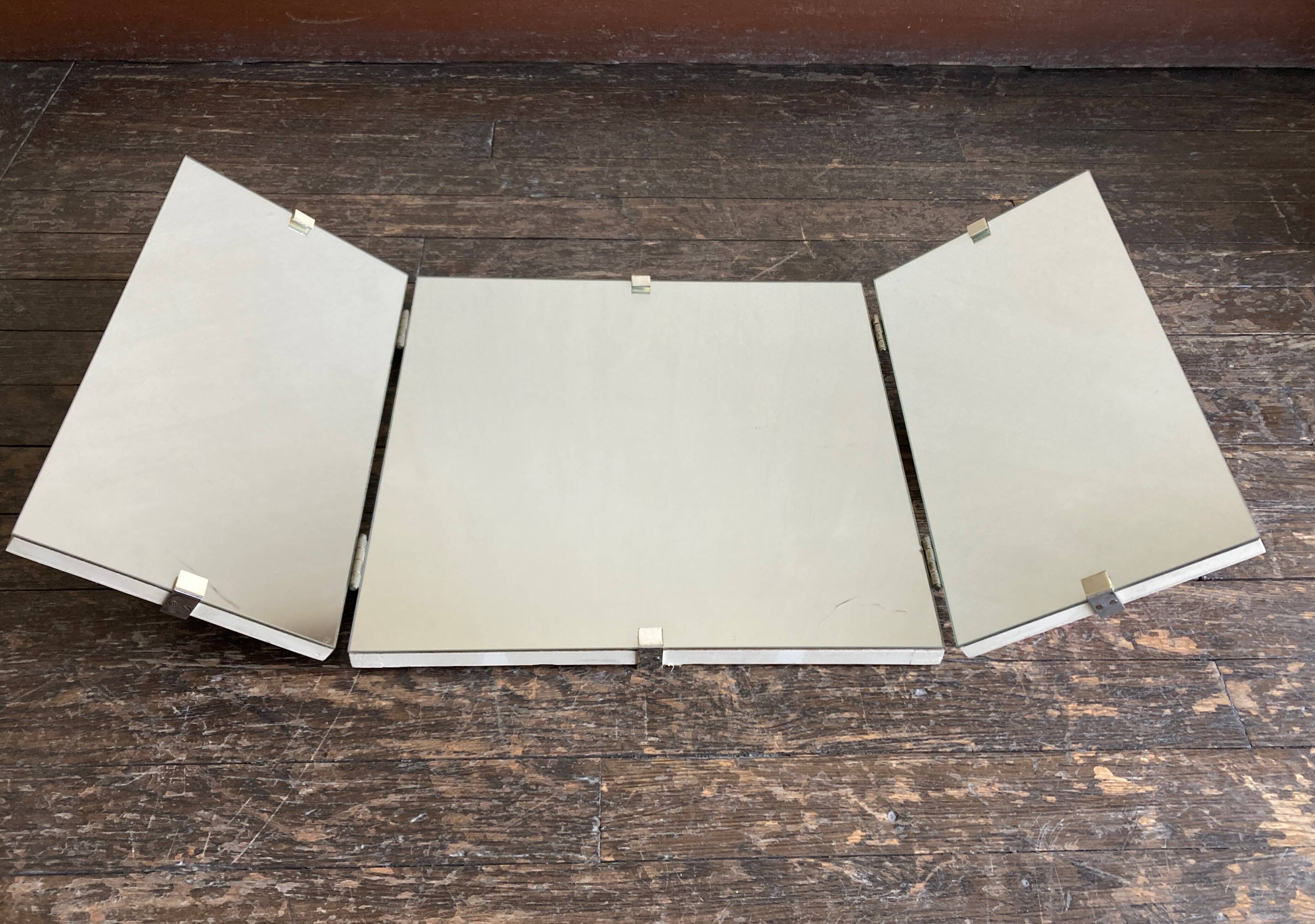 Wooden wallet triptych bathroom mirror 78cm x 38cm