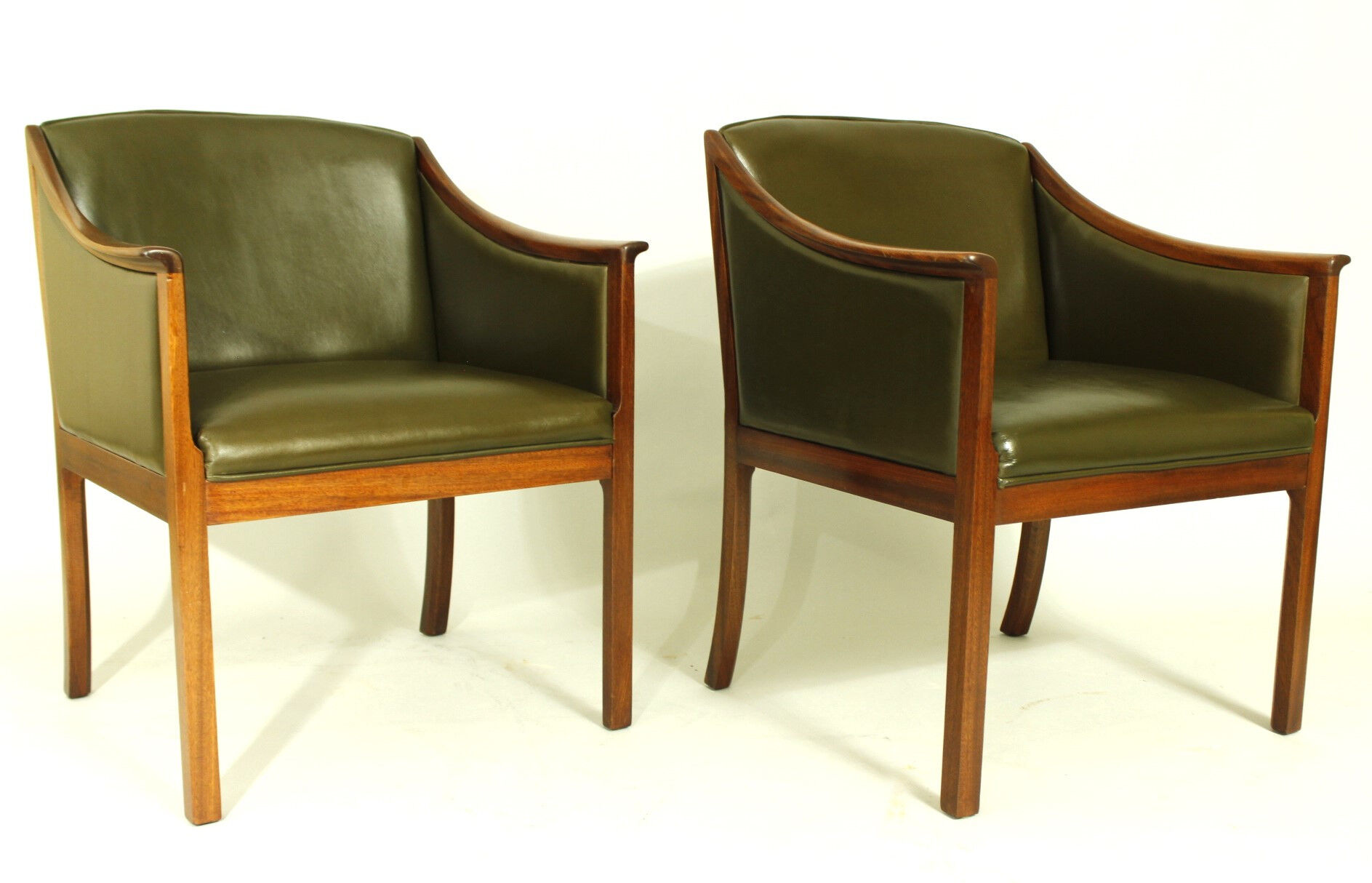 Pair of Leather Lounge Chairs by Ole Wanscher, 1950s