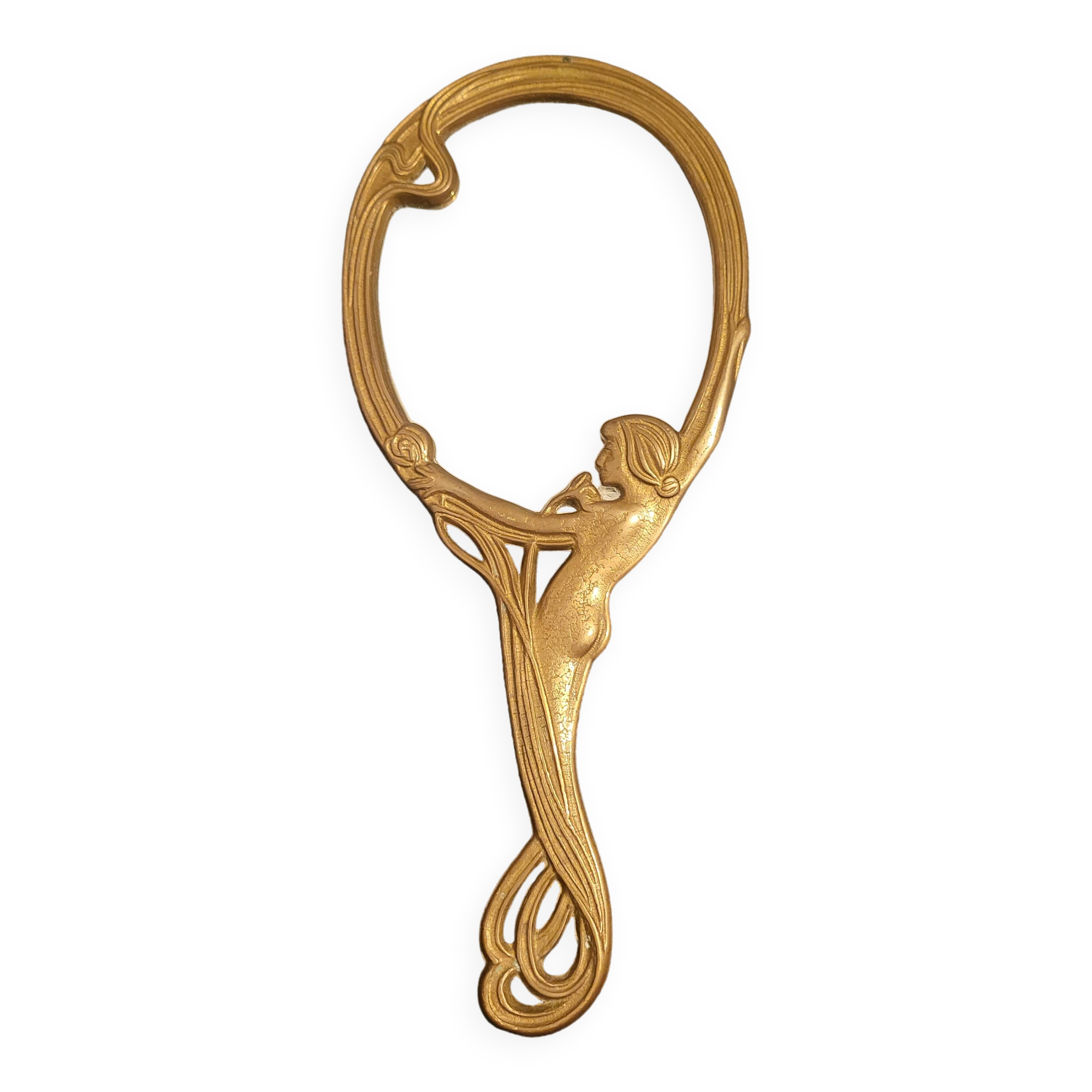 Brass vanity mirror, Art Nouveau style