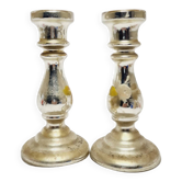 Pair of Candle Holders, Amalgam Glass