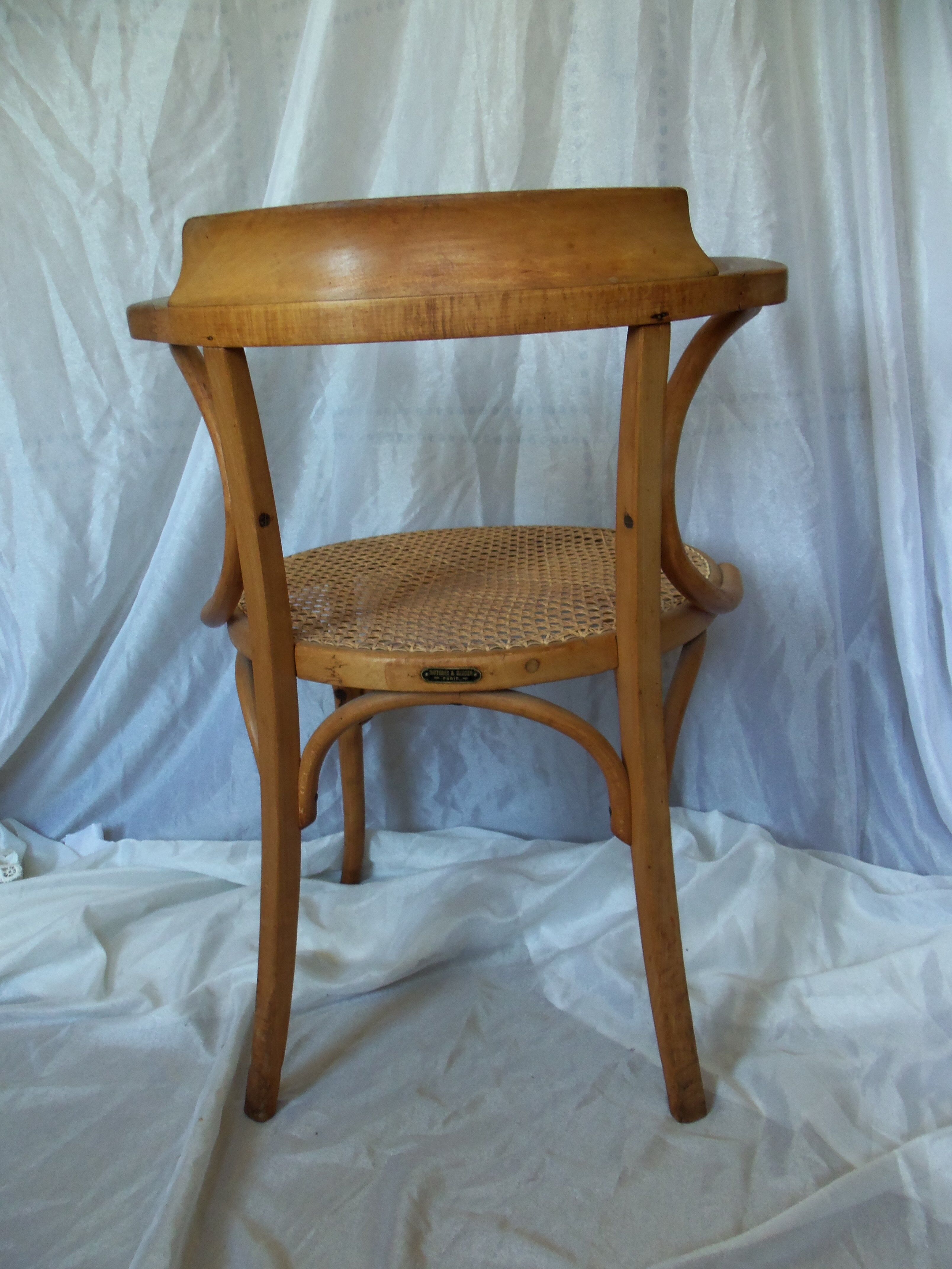 Curved beech cane office chair