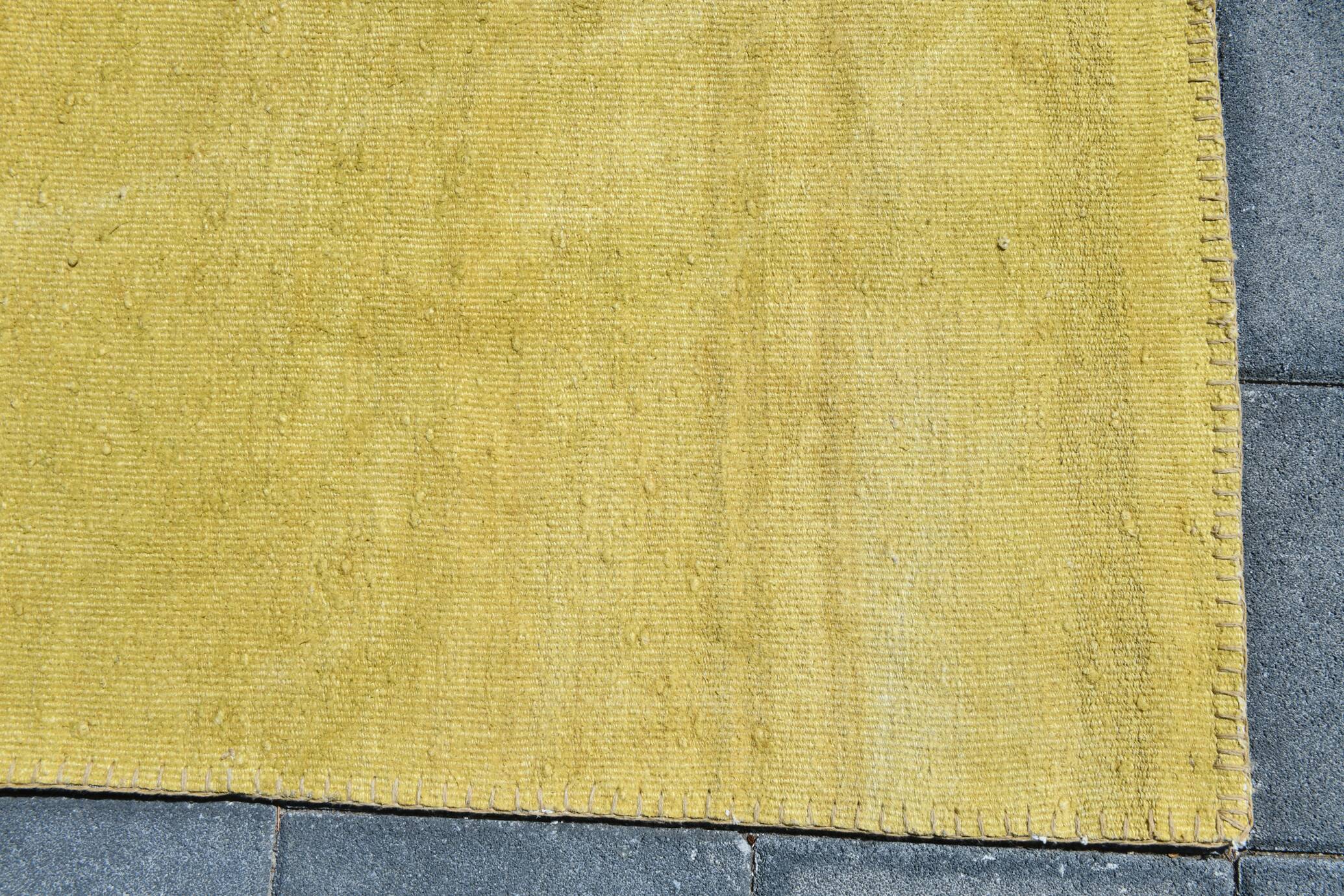 Mustard Yellow Decorative Turkish Kilim Carpet Rug, 212x305 Cm