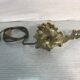 Former hand candleholder in golden bronze electrified vintage lamp