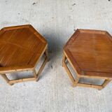2 tables basses en bambou vintage