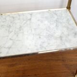 Small Regency-style side table, gold, glass & marble, 1970s.