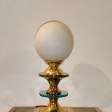 Lampe vintage laiton et opaline 1970