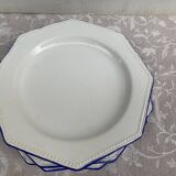 Set of 4 octagonal pearl plates in glazed earthenware 1950