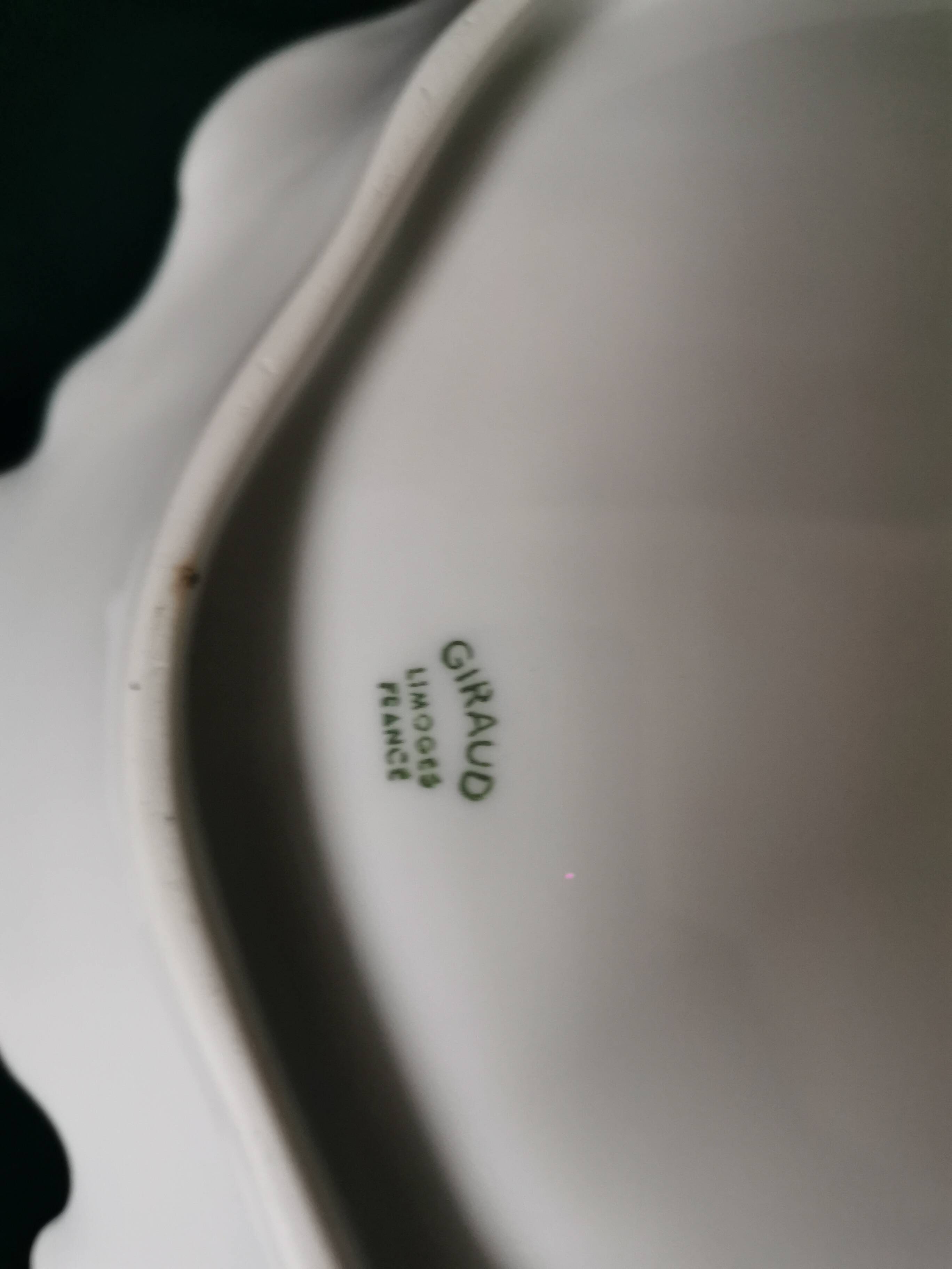 white Limoges porcelain crudité dish