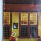 Mid century signed painting with Flemish interior