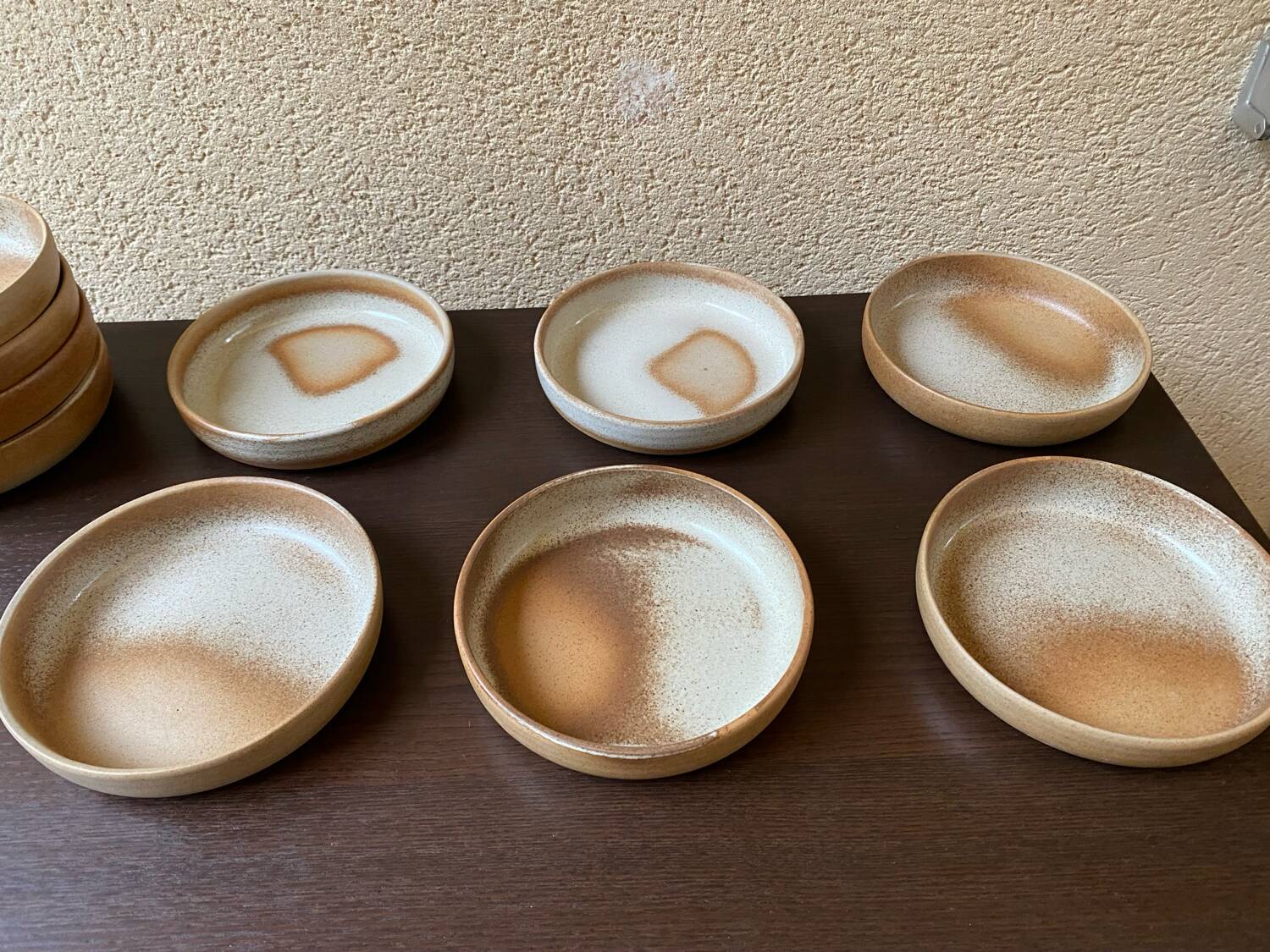 Serving dessert plates Grès France vintage 80s