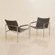 Pair of "SZ02" black leather armchairs by Martin Visser for Spectrum 60's
