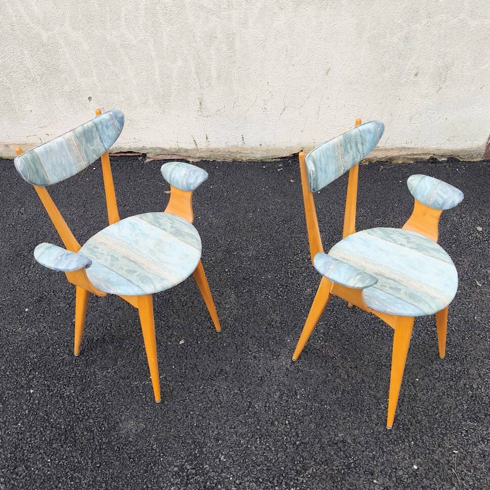 Pair of wooden armchairs, 1960