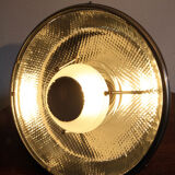 Lampe Bauhaus en verre mercurisé suspension industrielle chromée.