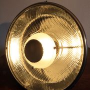 Old Bauhaus lamp in mercurized glass chrome industrial suspension.